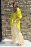 Shayle Indian Cotton Boyfriend Beach Shirt Olive